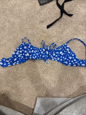 Xhilaration Royal Blue Floral Tie-Front Bikini Top